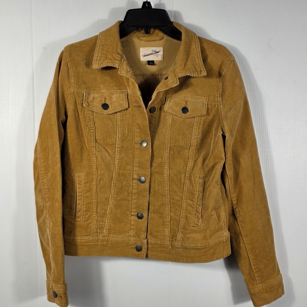 Universal Thread Womens Mustard Tan Corduroy Trucker Jacket Small Button Front - Picture 2 of 9